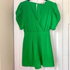 Jealous Tomato I Green Romper with Tie, Small